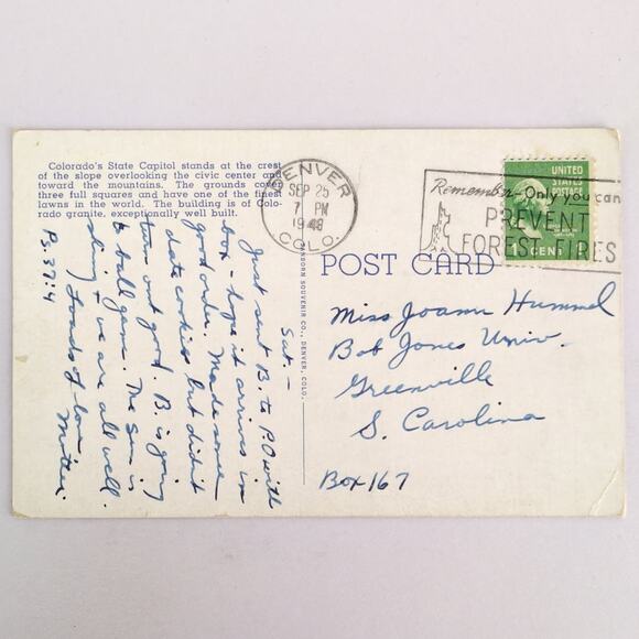 State Capitol Denver Colorado 1948 Linen Postcard Broncho Buster Indian Warrior - Picture 2 of 2